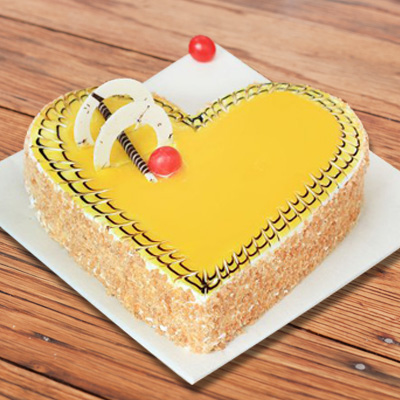 Heart Shape Butterscotch Cake