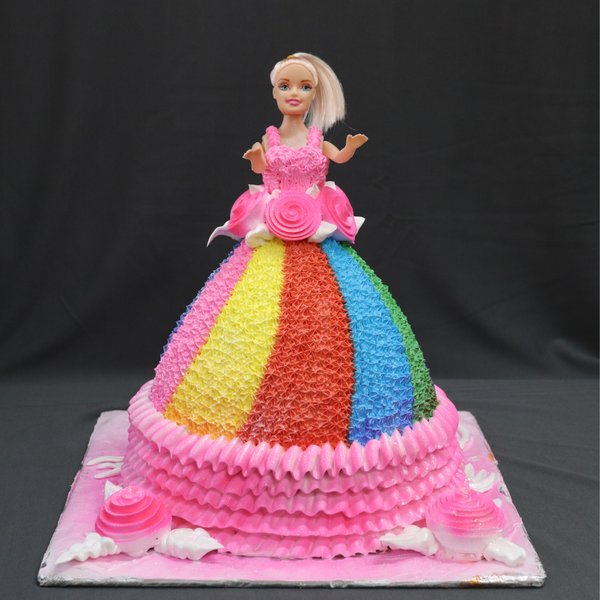 Rainbow Theme Barbie Cake