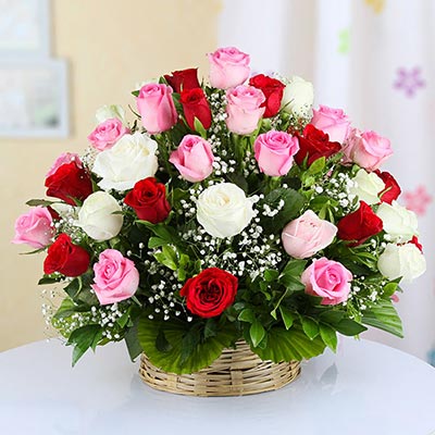 20 Mix Roses Basket Arrangement