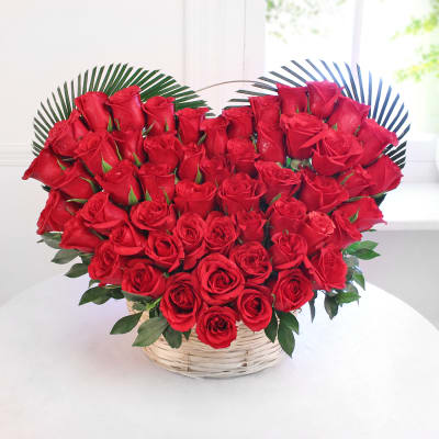 30 Red Roses Heart Shape Arrangement