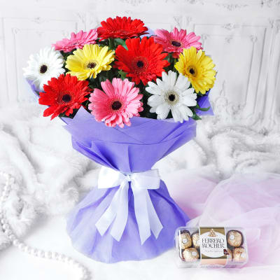 Gerberas Bouquet and Ferrero Rocher