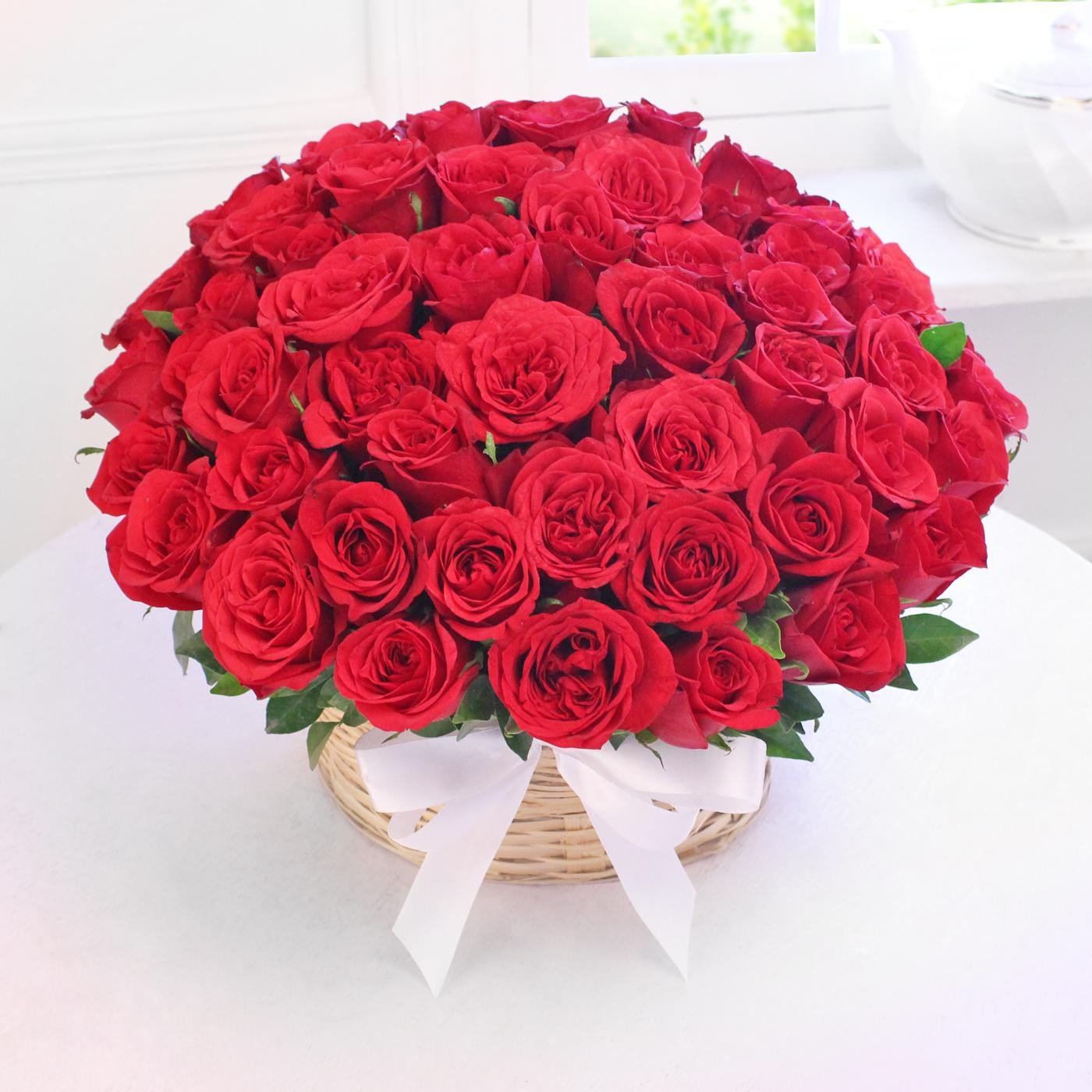 Beautiful Red Roses Basket