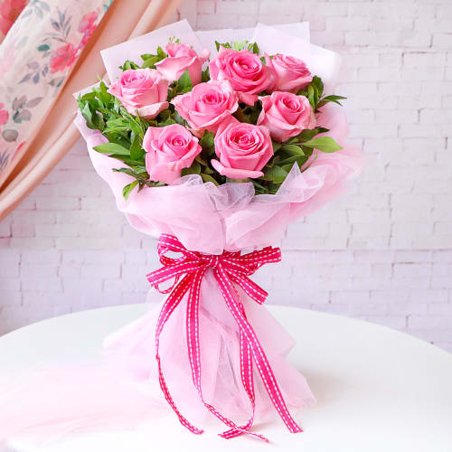 Glowish Pink Roses Bunch