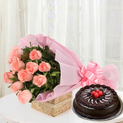 Pink Roses and Chocolate Cake