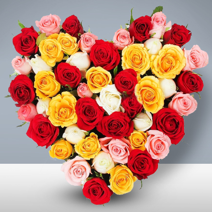 30 Mix Roses Heart Shape Arrangement 