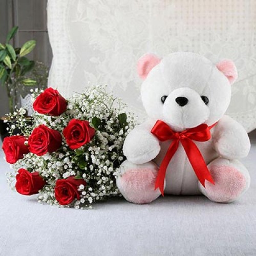 Red Roses and Teddy Bear