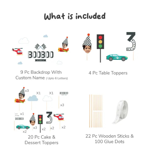 Personalised Racing Theme Birthday Decor Set