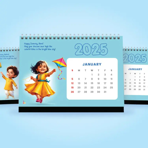 Personalised Calendar 2025 with Kids Caricature and Name